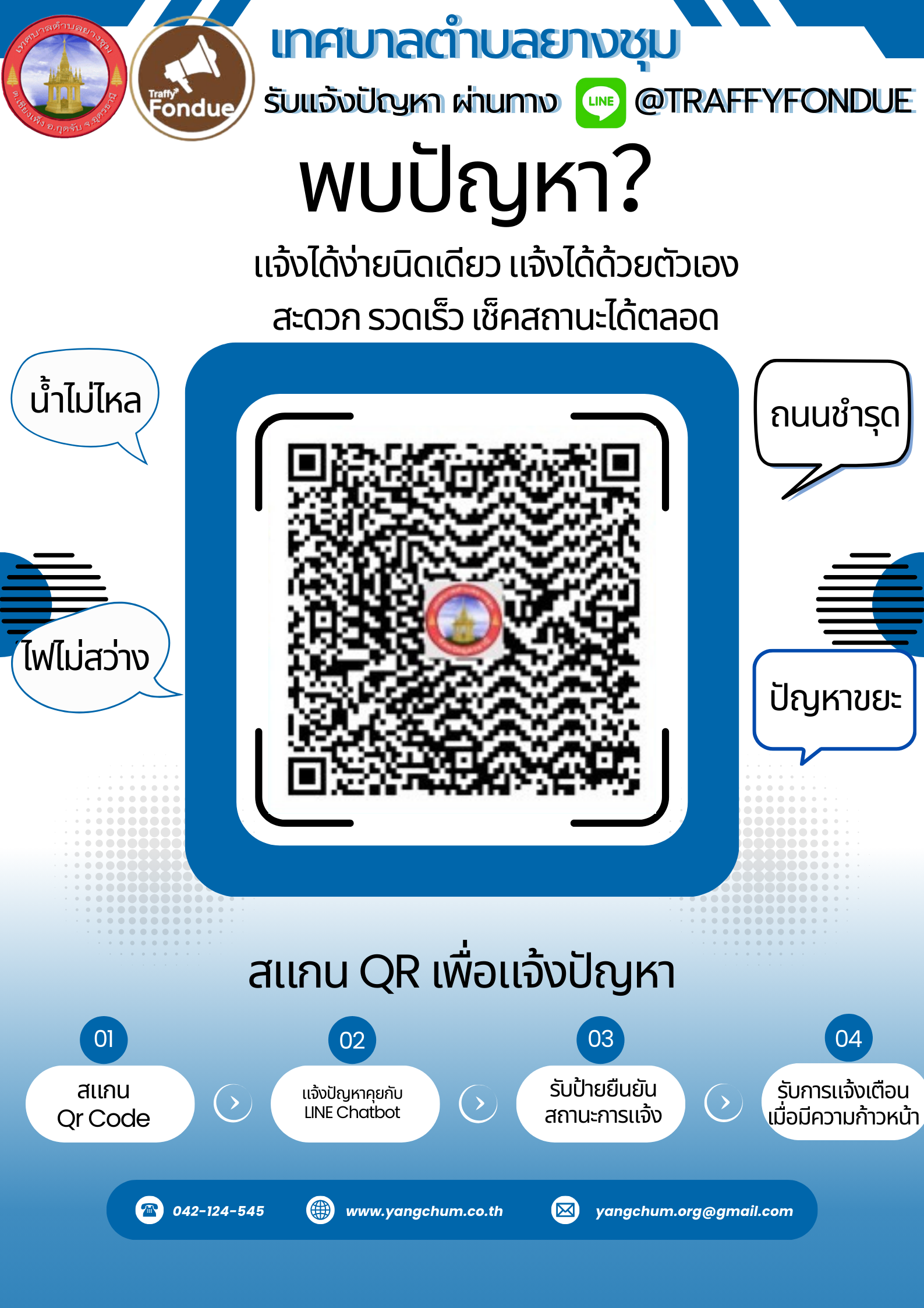 แจ้งปัญหาหรือข้อร้องเรียนผ่าน Traffy Fondue